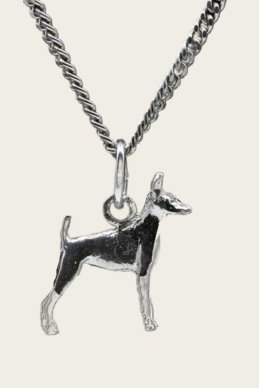 Zilveren Amerikaanse toy terrier ketting hanger - klein