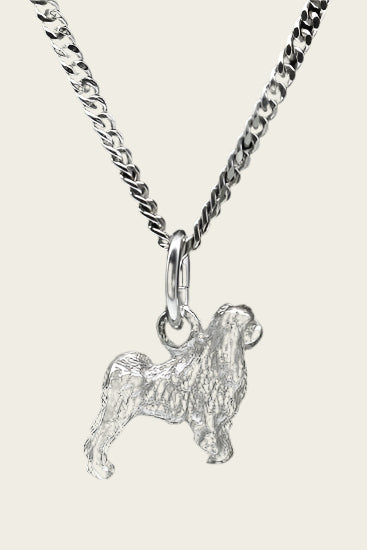 Zilveren Japanse spaniel ketting hanger - klein