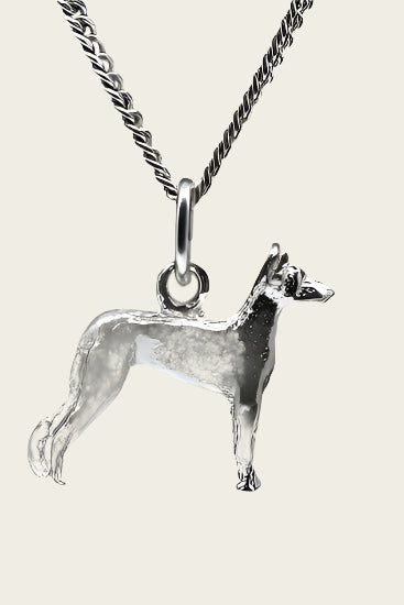 Zilveren Chinese naakthond ketting hanger - klein