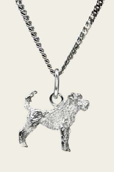 Zilveren Affenpinscher met staart ketting hanger - klein