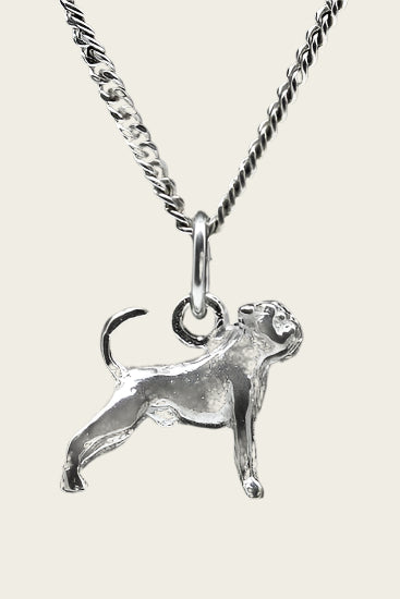 Zilveren Brabancon petit met staart ketting hanger - klein