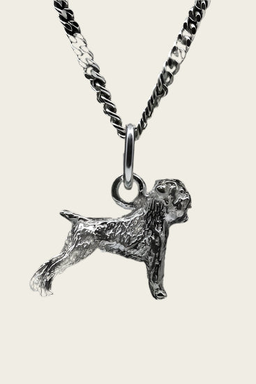 Zilveren Brusselse smoushondje ketting hanger - klein
