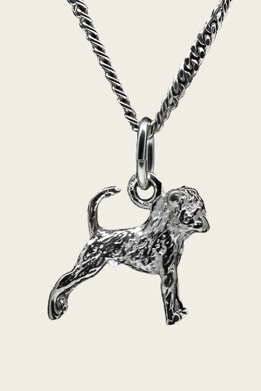 Zilveren Brusselse smoushondje met staart ketting hanger - klein