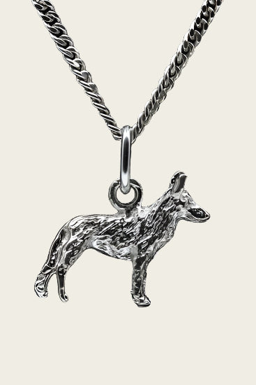 Zilveren Saarloos wolfhond ketting hanger - klein