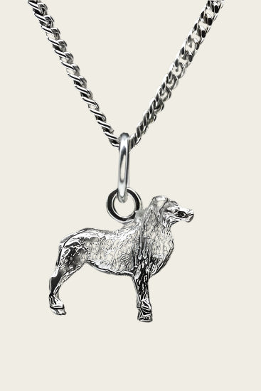 Silver Australian Shepherd Necklace Pendant - Small