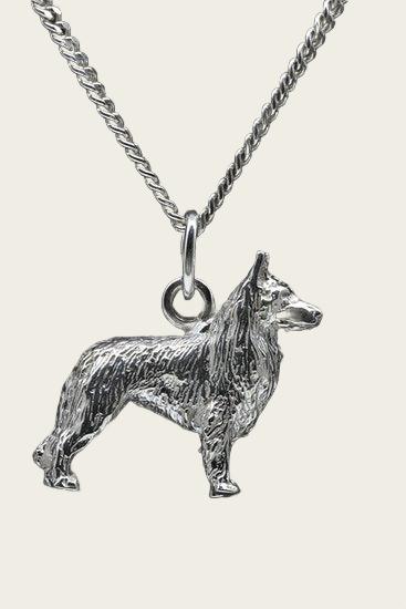 Silver Tervueren Shepherd Necklace Pendant - Large