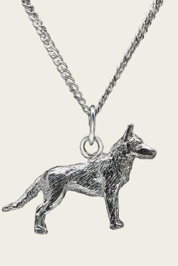 Silver Dutch Shepherd Shorthair Necklace Pendant - Large