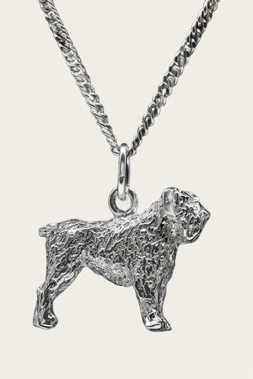 Zilveren Bouvier ketting hanger - oren ongecoupeerd - groot