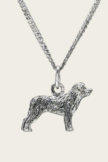 Silver Pyrenean Shepherd Necklace Pendant - Uncropped Ears - Large