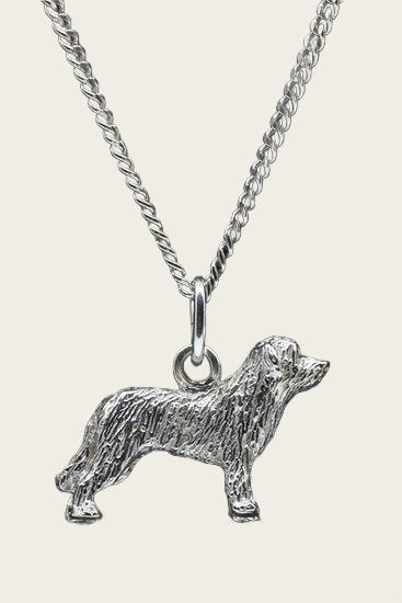 Silver Pyrenean Shepherd Necklace Pendant - Uncropped Ears with Tail - Large