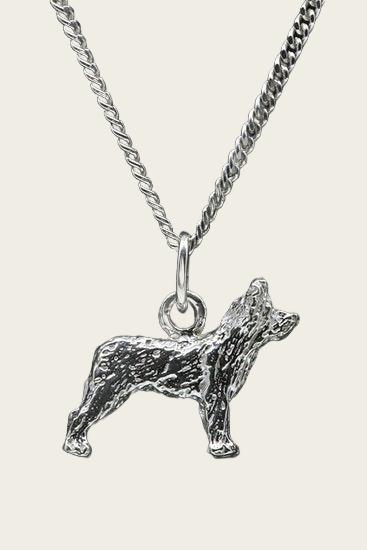 Silver Pyrenean Shepherd Necklace Pendant - Cropped Ears - Large