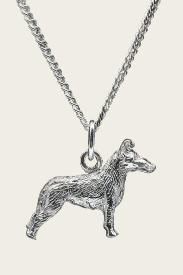 Zilveren Collie ketting hanger - korthaar - groot