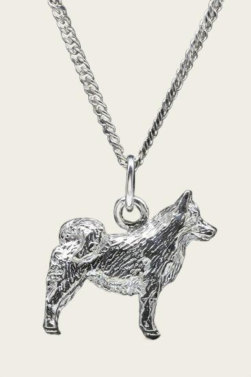 Silver Icelandic Dog Necklace Pendant - Large