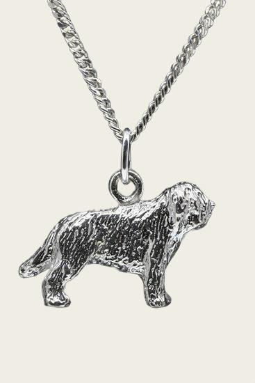 Zilveren Perro de Aguas met staart ketting hanger - groot