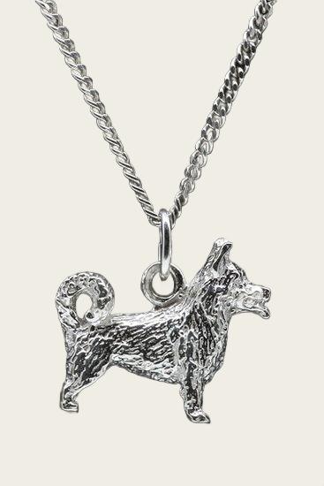 Zilveren Vastgotaspets - Zweedse valhund met staart ketting hanger - groot