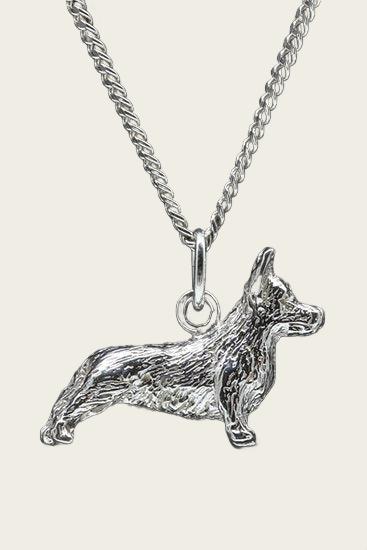 Zilveren Welsh corgi cardigan ketting hanger - groot