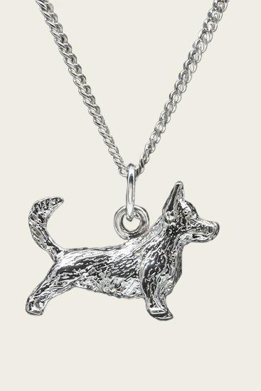 Zilveren Welsh corgi pembroke met staart ketting hanger - groot