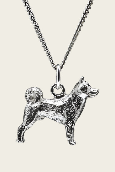 Zilveren Shika inu ketting hanger - groot