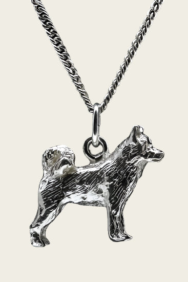 Zilveren Alaska malamute ketting hanger - groot