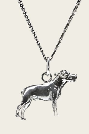 Zilveren Amerikaanse bulldog ongecoupeerd ketting hanger - groot