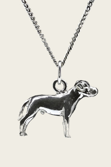 Zilveren Amerikaanse bulldog ongecoupeerd met staart ketting hanger - groot