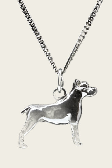 Zilveren Cane corso oren gecoupeerd ketting hanger - groot