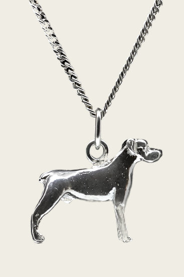 Zilveren Cane corso oren ongecoupeerd ketting hanger - groot