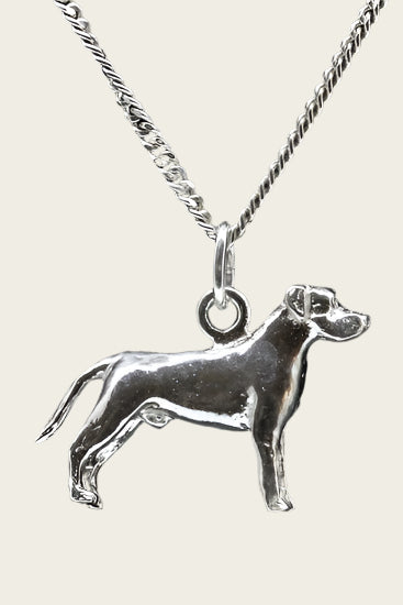 Zilveren Cane corso oren ongecoupeerd met staart ketting hanger - groot