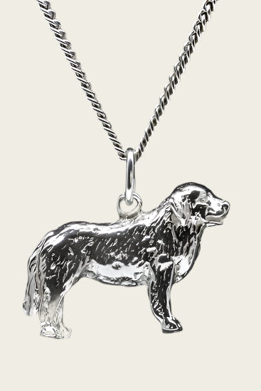 Zilveren New foundlander ketting hanger - groot