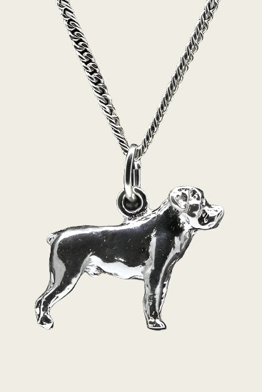 Silver Rottweiler Necklace Pendant - Large