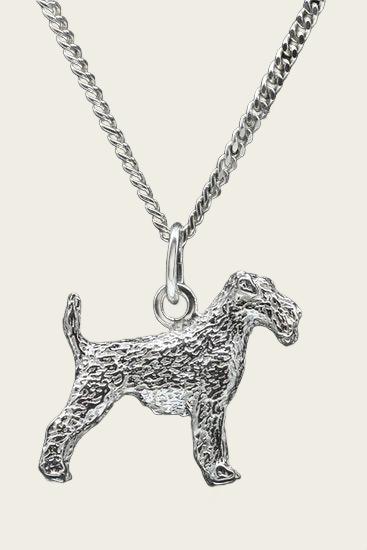 Zilveren Airedale terrier ketting hanger - groot
