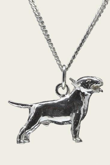 Zilveren Bull terrier ketting hanger - groot
