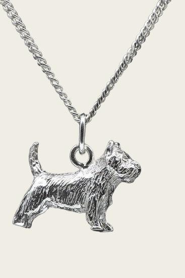 Zilveren Cairn terrier ketting hanger - groot