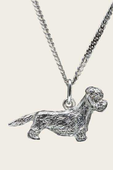 Zilveren Dandie dinmont terrier ketting hanger - groot