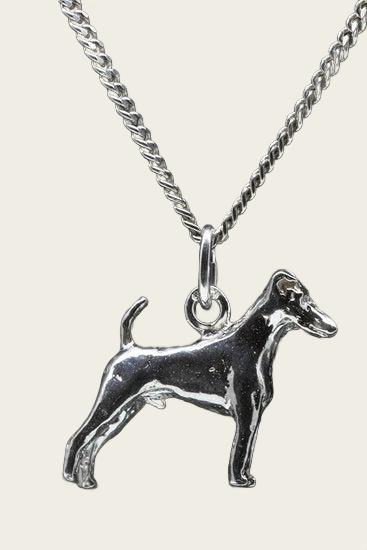 Zilveren Fox terrier gladhaar ketting hanger - groot