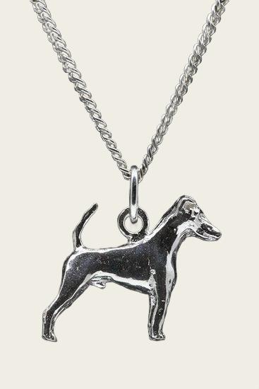Zilveren Fox terrier gladhaar met staart ketting hanger - groot