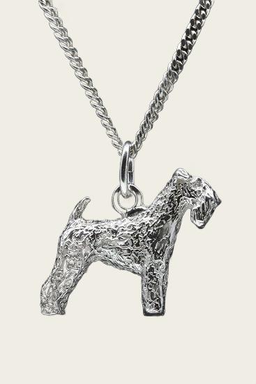 Zilveren Irish blue terrier ketting hanger - groot