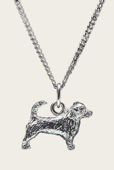 Zilveren Glen of imaal terrier met staart ketting hanger - groot