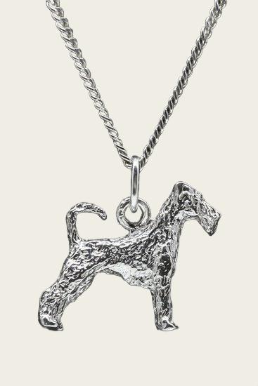 Zilveren Irish terrier met staart ketting hanger - groot