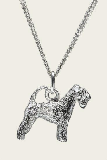 Zilveren Irish blue terrier met staart ketting hanger - groot
