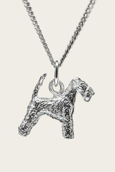 Zilveren Lakeland terrier met staart ketting hanger - groot