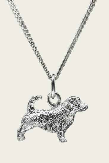 Zilveren Norfolk terrier met staart ketting hanger - groot