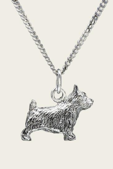 Zilveren Norwich terrier ketting hanger - groot