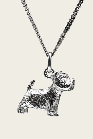 Zilveren West highland white Terrier ketting hanger - groot