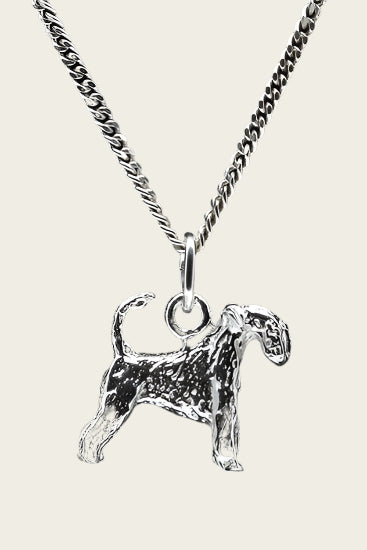 Zilveren Irish soft-coated wheaten terrier met staart ketting hanger - groot
