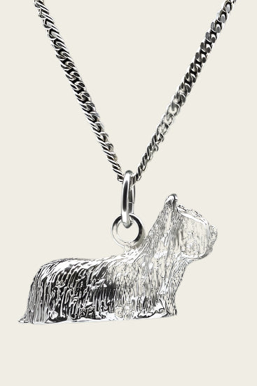 Zilveren Skye terrier ketting hanger - groot