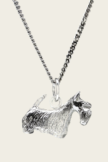 Zilveren Schotse terrier ketting hanger - groot