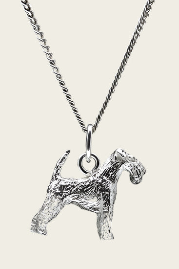 Zilveren Welsh terrier ketting hanger - groot
