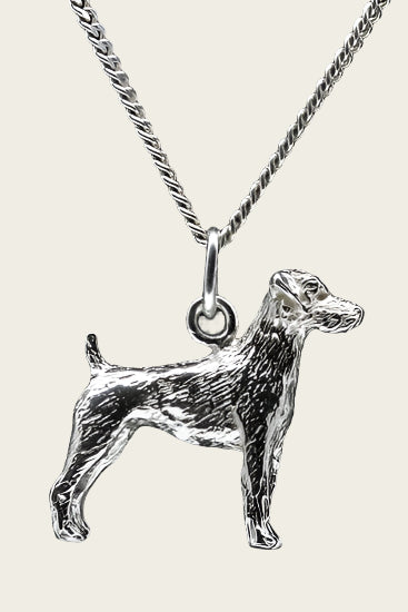 Zilveren Jack russell terrier parson gladhaar ketting hanger - groot
