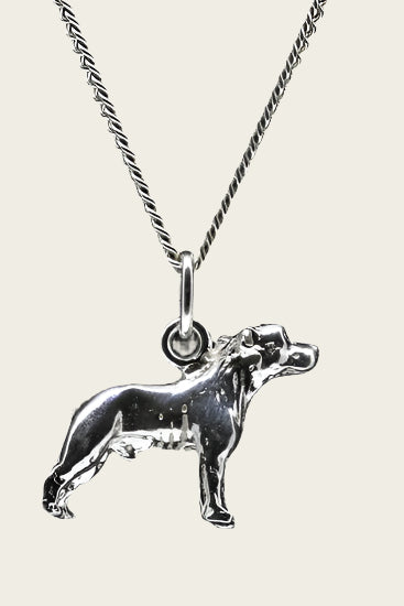 Zilveren Staffordshire bull terrier oren gecoupeerd ketting hanger - groot